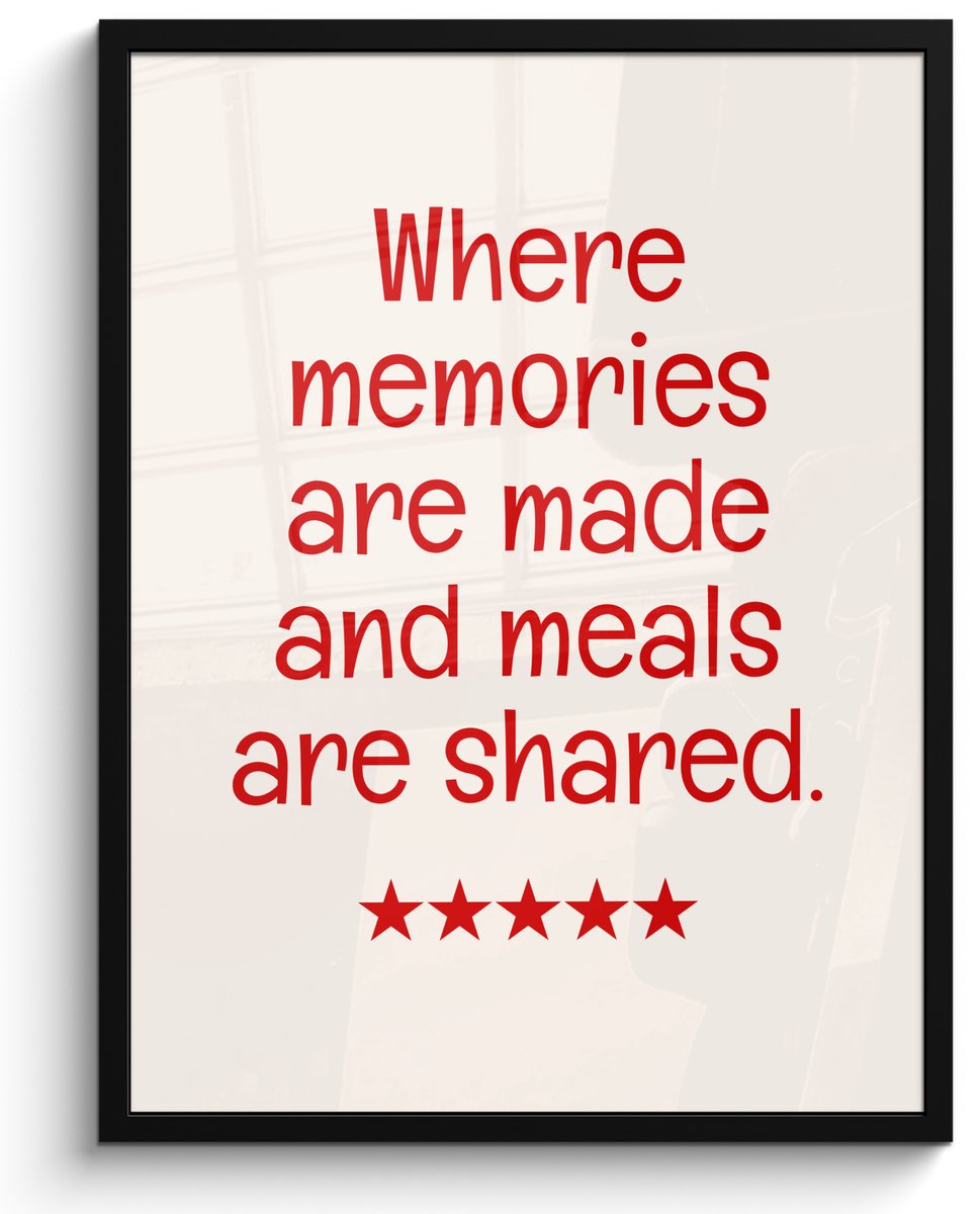 FrameYourWall Poster in lijst - Fotolijst 50x70 cm - Posters - Quote - Sterren - Rood - Memories - Posterlijst zwart - Decoratie - Wanddecoratie woonkamer - Muurdecoratie slaapkamer