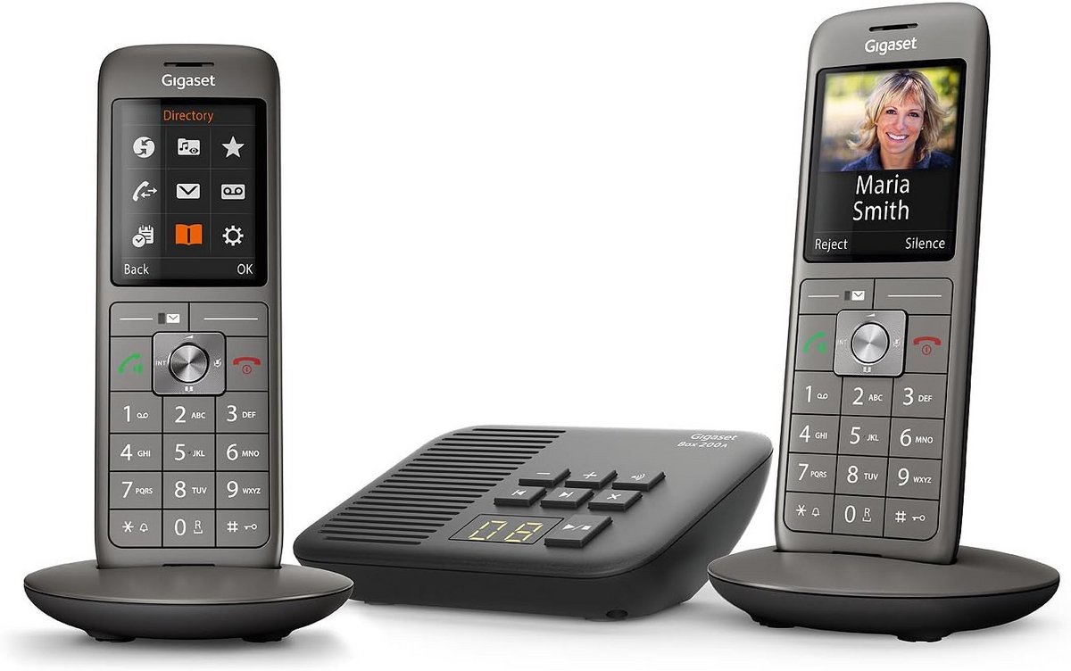 Draadloze DECT Telefoon met Antwoordapparaat en 2 Hoornzetjes - Antraciet