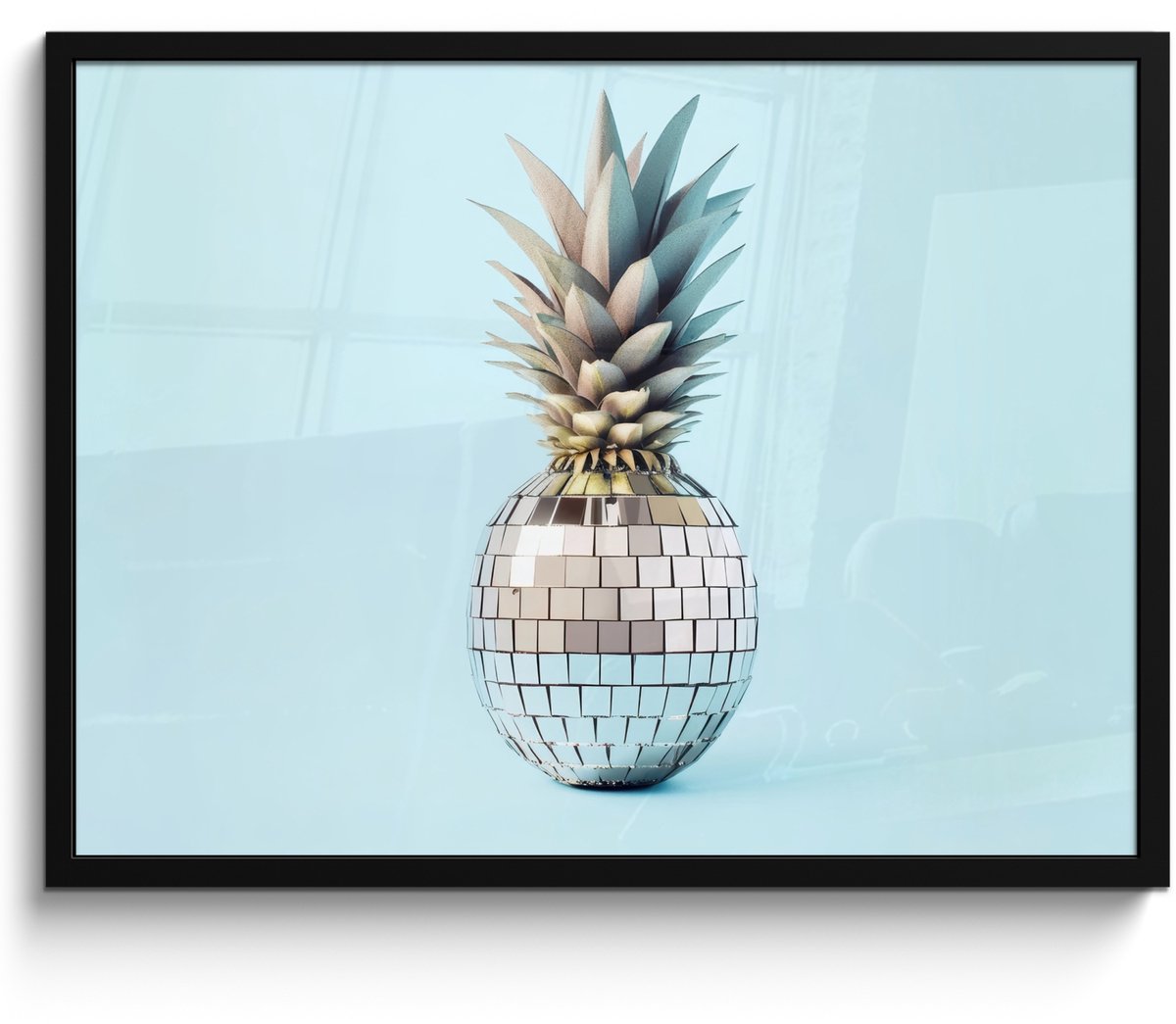 FrameYourWall Fotolijst inclusief poster - Posterlijst 70x50 cm - Posters - Blauw - Ananas - Disco - Discobal - Foto in lijst - Keuken decoratie muur - Wanddecoratie accessoires - Muurdecoratie - Schilderijen Disco - Ananas