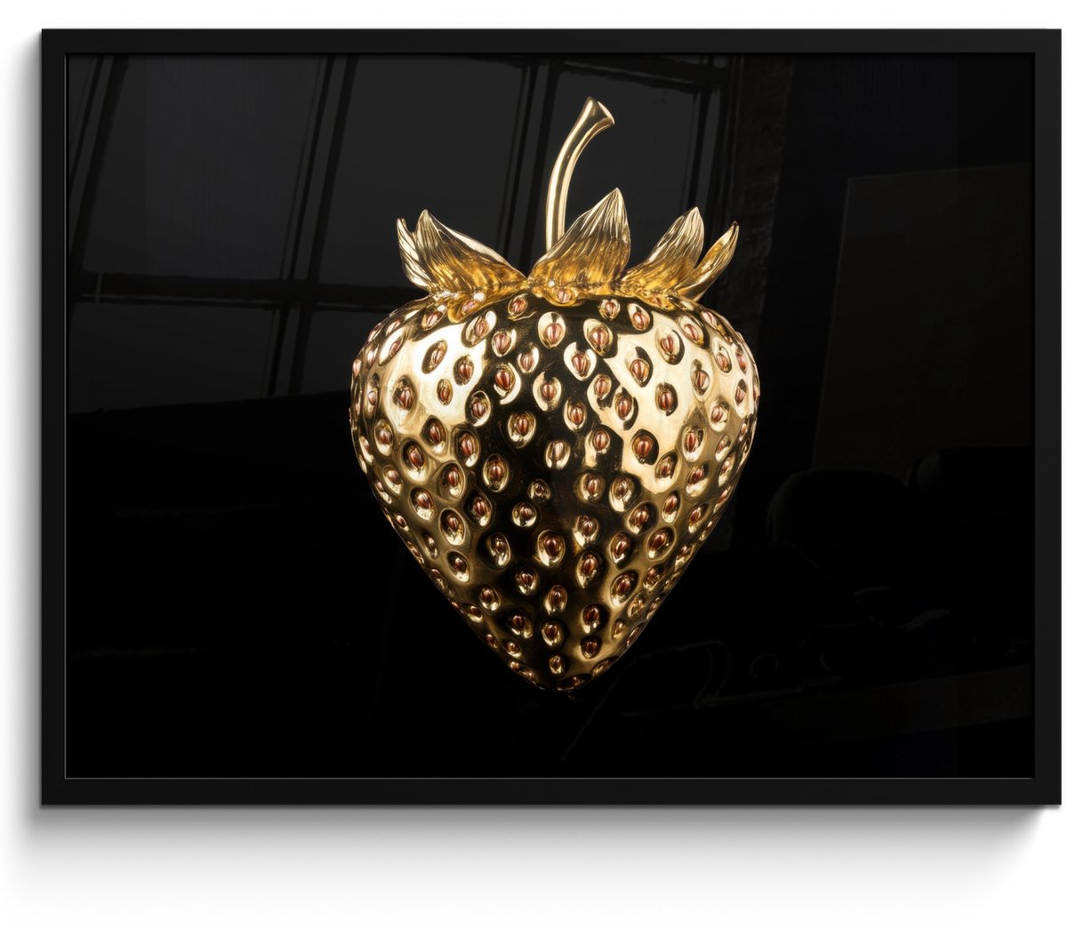FrameYourWall Fotolijst inclusief poster - Posterlijst 70x50 cm - Posters - Aardbei - Goud - Zwart - Chrome - Foto in lijst - Keuken decoratie muur - Wanddecoratie accessoires - Muurdecoratie - Schilderijen