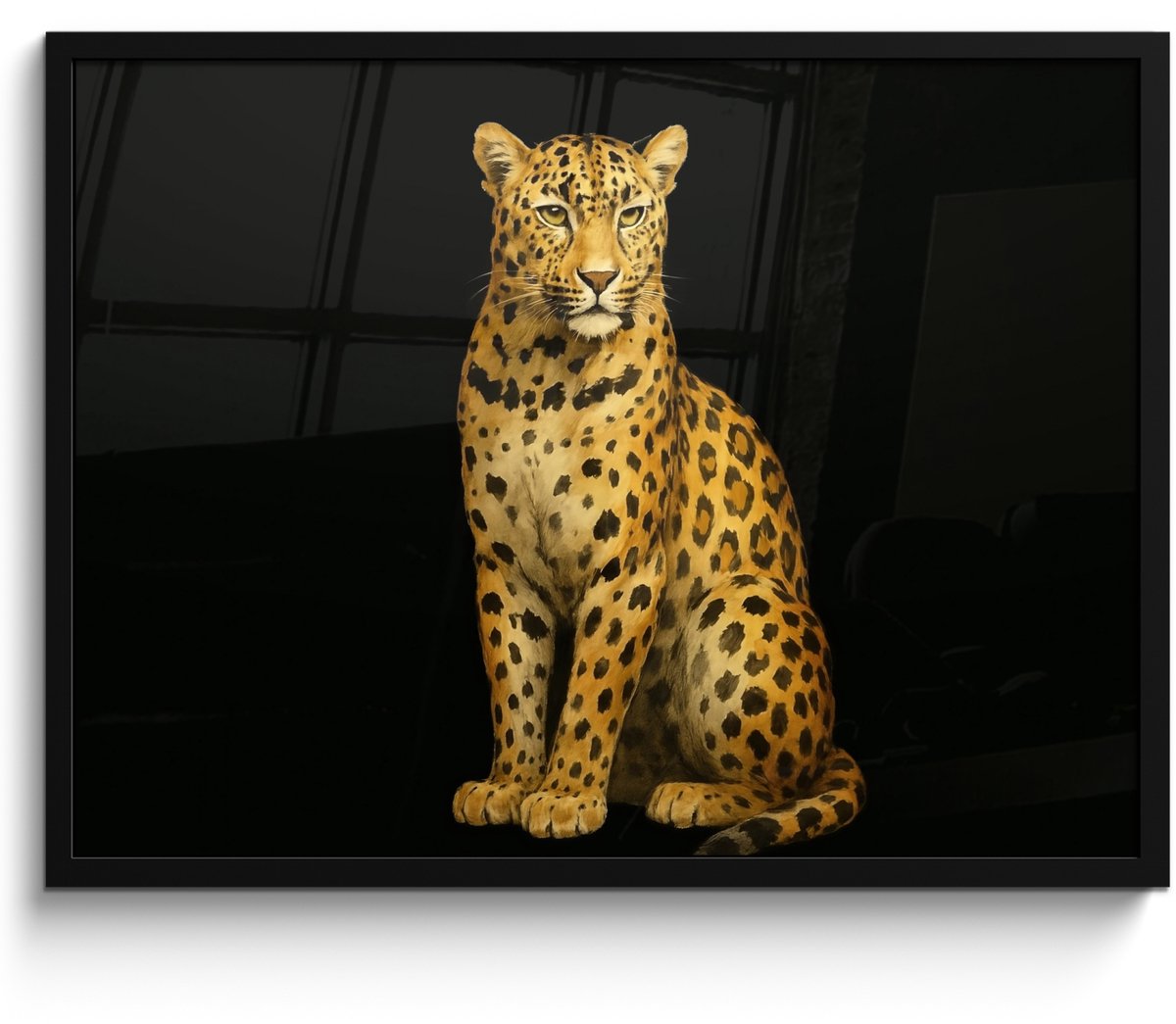 FrameYourWall Poster in lijst - Fotolijst 70x50 cm - Posters - Panter - Realistisch - Bruin - Posterlijst zwart - Decoratie - Wanddecoratie woonkamer - Muurdecoratie slaapkamer