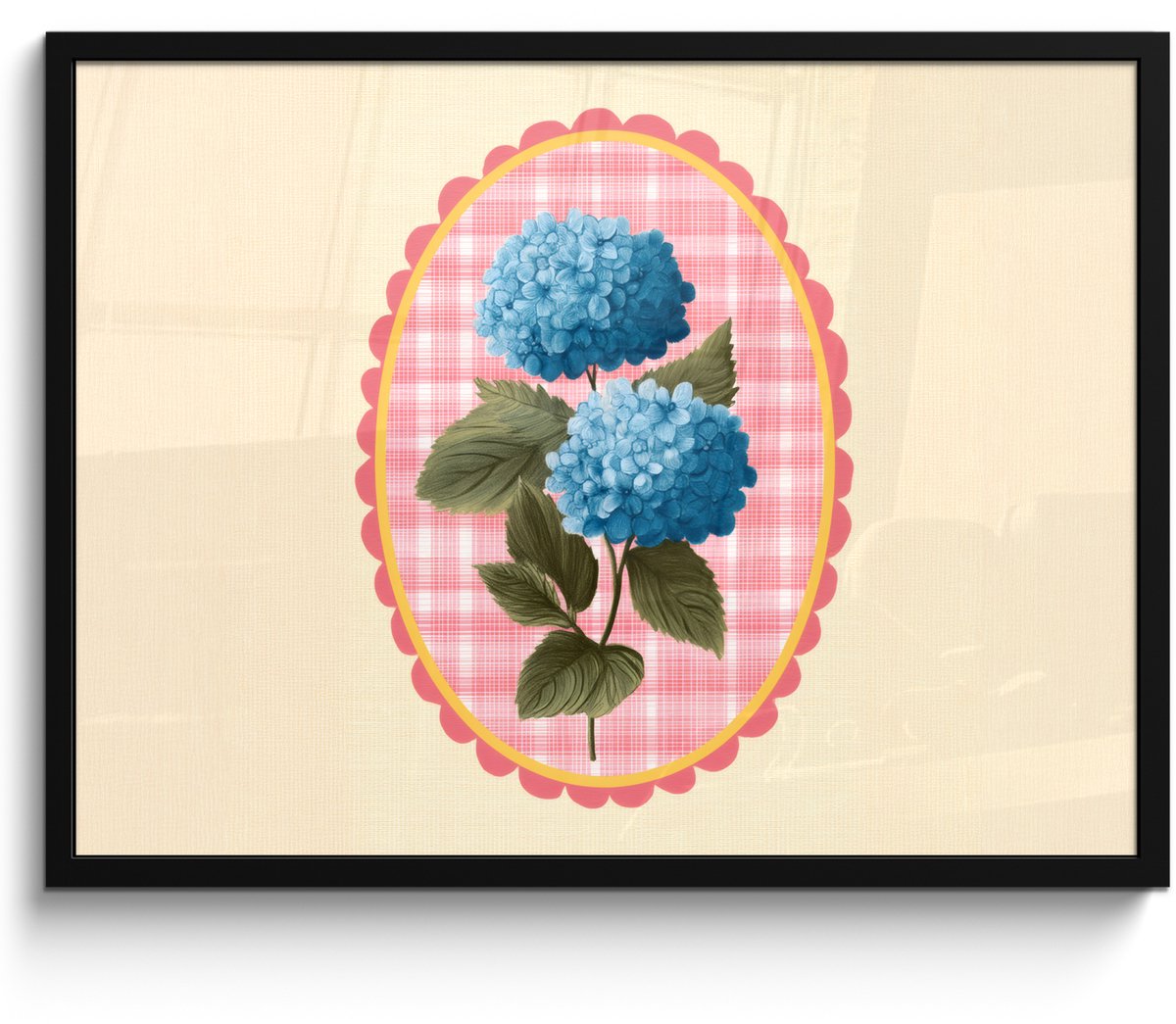 FrameYourWall Poster in lijst - Fotolijst 70x50 cm - Posters - Bloemen - Blauw - Lijst - Bladeren - Posterlijst zwart - Decoratie - Wanddecoratie woonkamer - Muurdecoratie slaapkamer Bloemen - Lijst