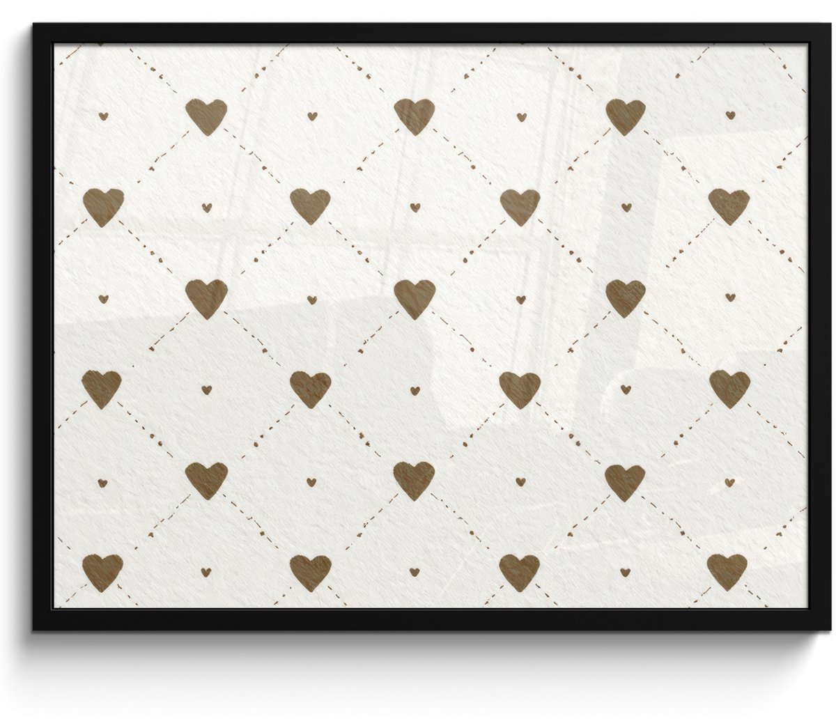 FrameYourWall Poster in lijst - Fotolijst 70x50 cm - Posters - Hartjes - Patroon - Raster - Klassiek - Posterlijst zwart - Decoratie - Wanddecoratie woonkamer - Muurdecoratie slaapkamer Multicolor