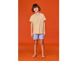 Woody pyjama jongens - multicolor gestreept - giraf - 261-10-PSS-S/905 - maat 140