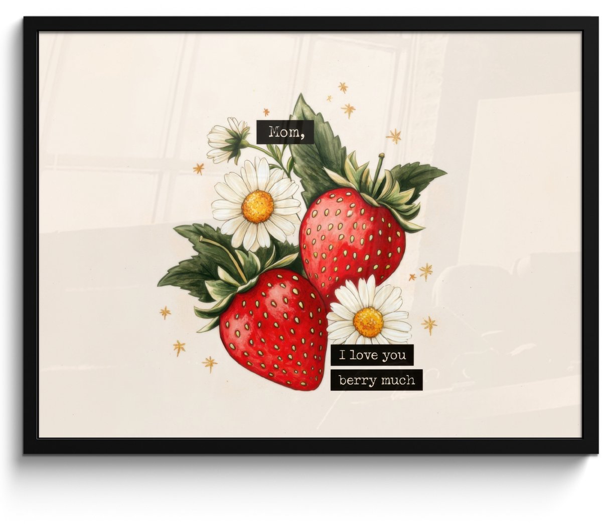 FrameYourWall Poster in lijst - Fotolijst 70x50 cm - Posters - Aardbeien - Madeliefjes - Quote - Sterretjes - Posterlijst zwart - Decoratie - Wanddecoratie woonkamer - Muurdecoratie slaapkamer Aardbeien - Madeliefjes - Tekst