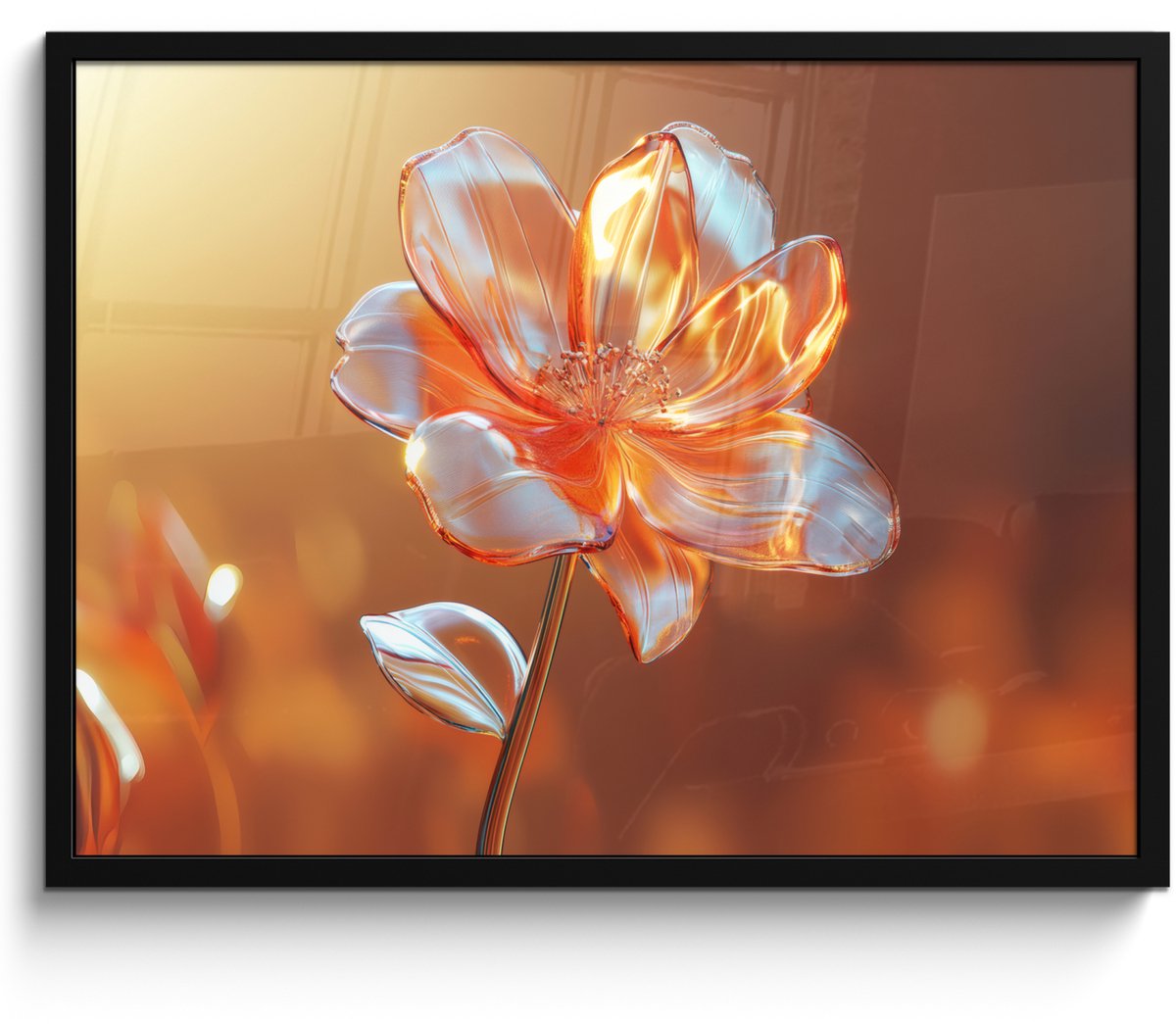 FrameYourWall Poster in lijst - Fotolijst 70x50 cm - Posters - Glazen - Bloem - Zonlicht - Posterlijst zwart - Decoratie - Wanddecoratie woonkamer - Muurdecoratie slaapkamer