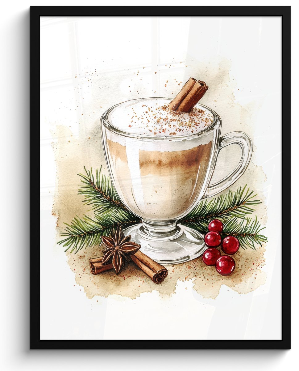 FrameYourWall Poster in lijst - Fotolijst 50x70 cm - Posters - Winter - Koffie - Warm - Decoratie - Posterlijst zwart - Decoratie - Wanddecoratie woonkamer - Muurdecoratie slaapkamer