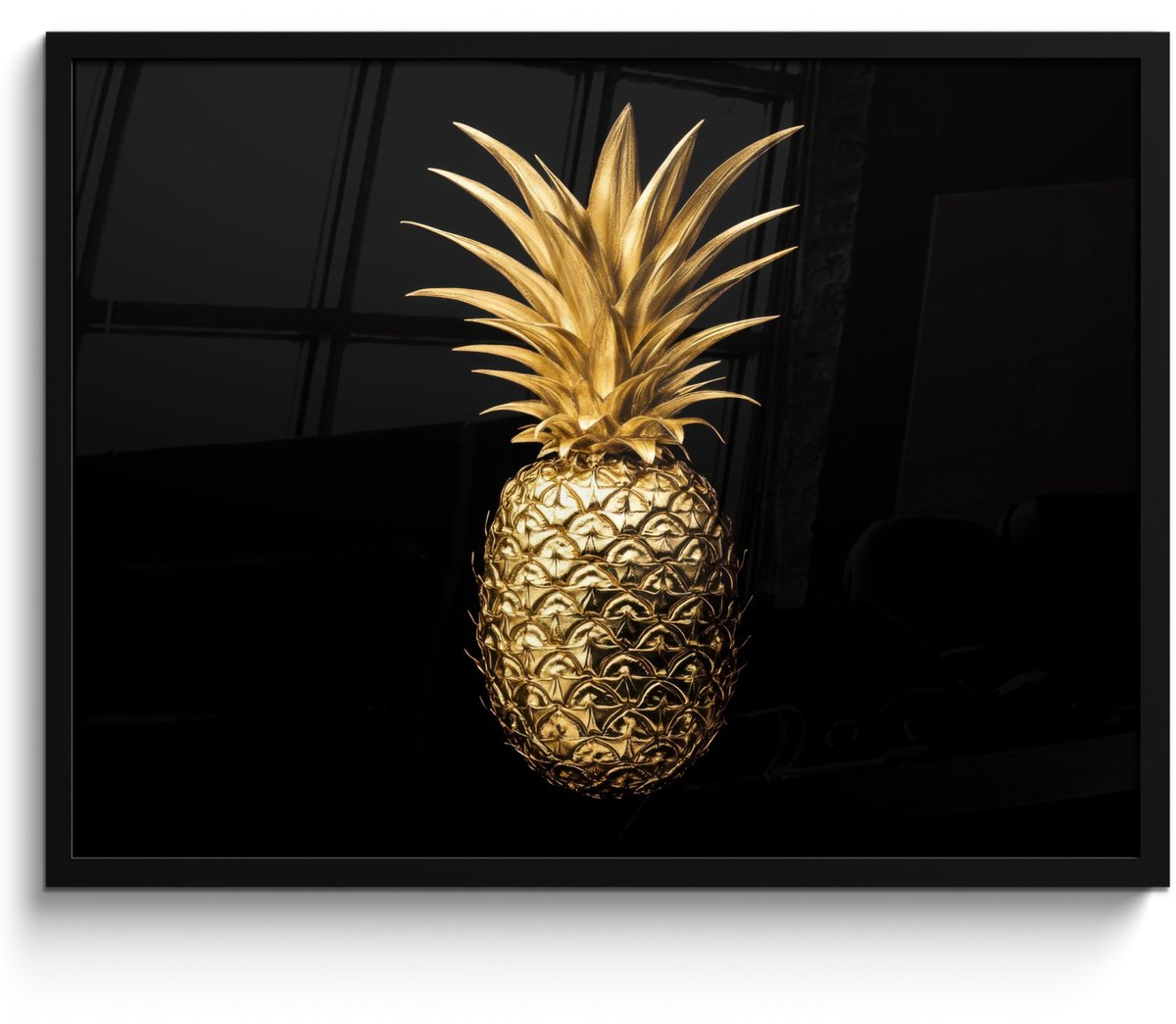 FrameYourWall Fotolijst inclusief poster - Posterlijst 70x50 cm - Posters - Ananas - Zwart - Goud - Luxe - Foto in lijst - Keuken decoratie muur - Wanddecoratie accessoires - Muurdecoratie - Schilderijen