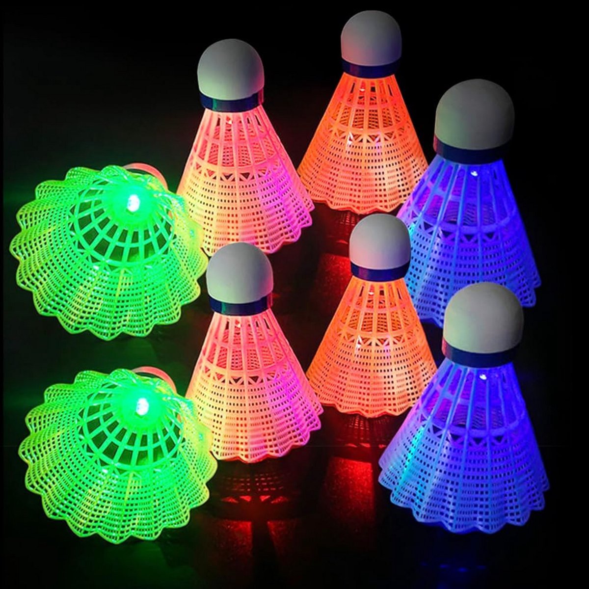 8 Stuks LED Badminton Shuttles, Lichtgevend Nylon voor Binnen en Buiten