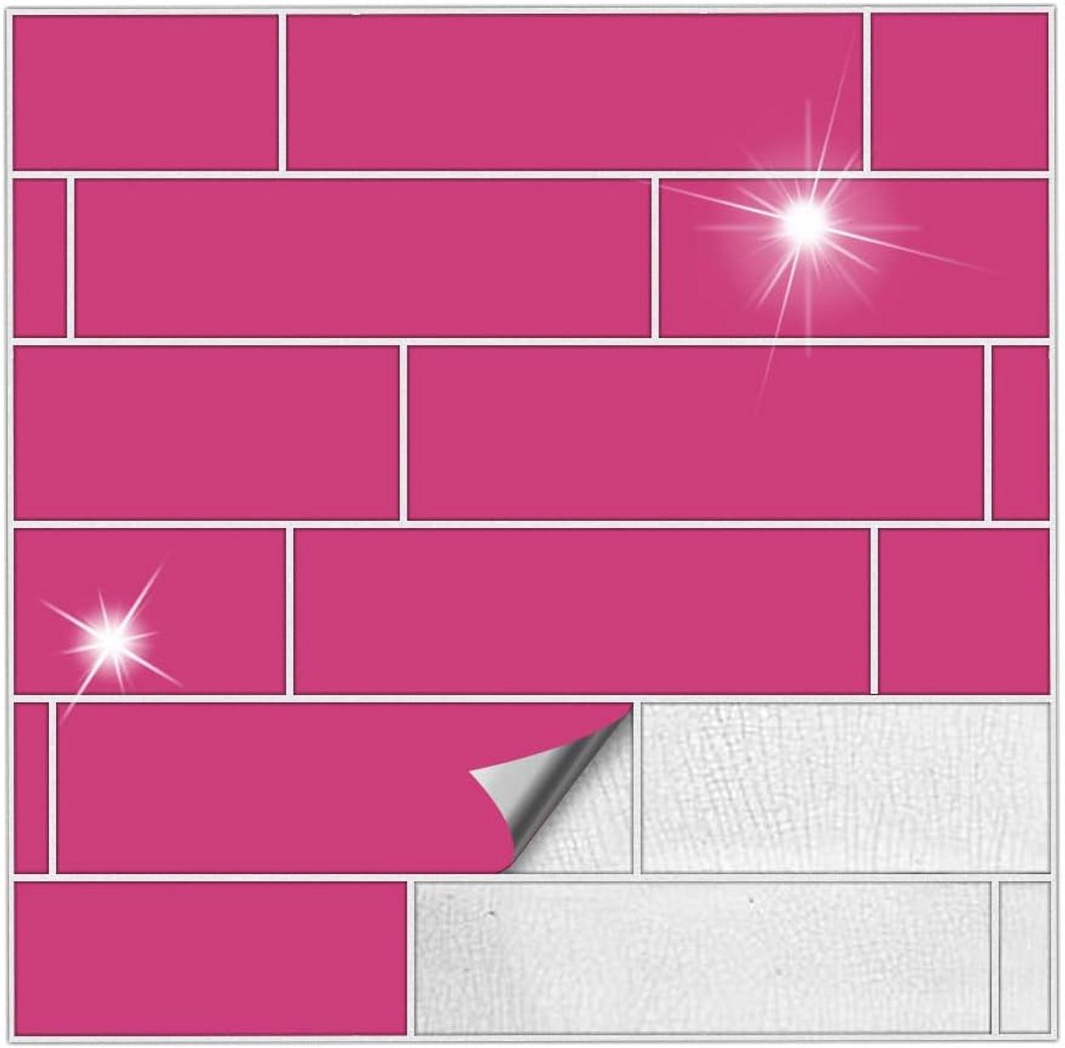 Glanzende Roze Tegelstickers - 50 Stuks Zelfklevende Wandtegelstickers - Eenvoudig Overpla