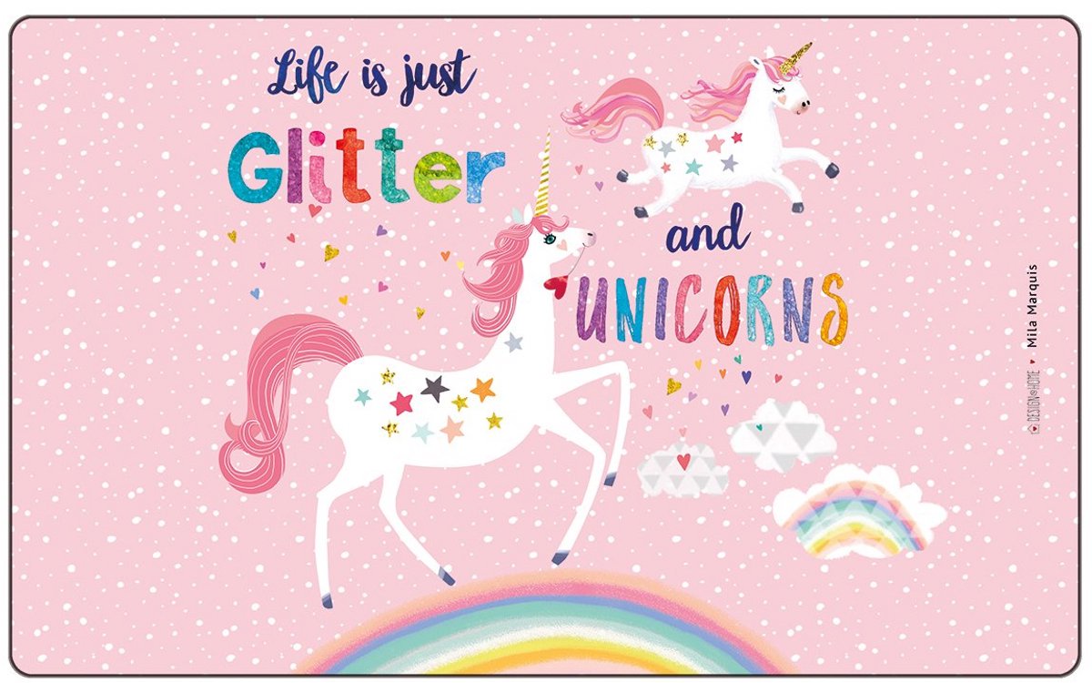 Ontbijtplankje met glitter & eenhoorn motief