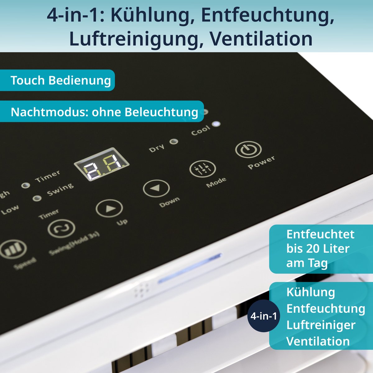 Könighaus Slimme Mobiele Airco 9000 BTU met Afstandsbediening - afbeelding 3