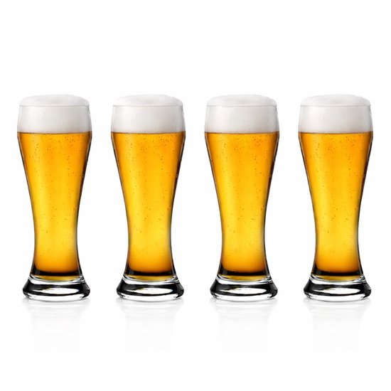 Bierglazen set – 410 ml – 4 stuks – Hoog model – Transparant