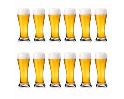Bierglazen set – 410 ml – 12 stuks – Hoog model – Transparant