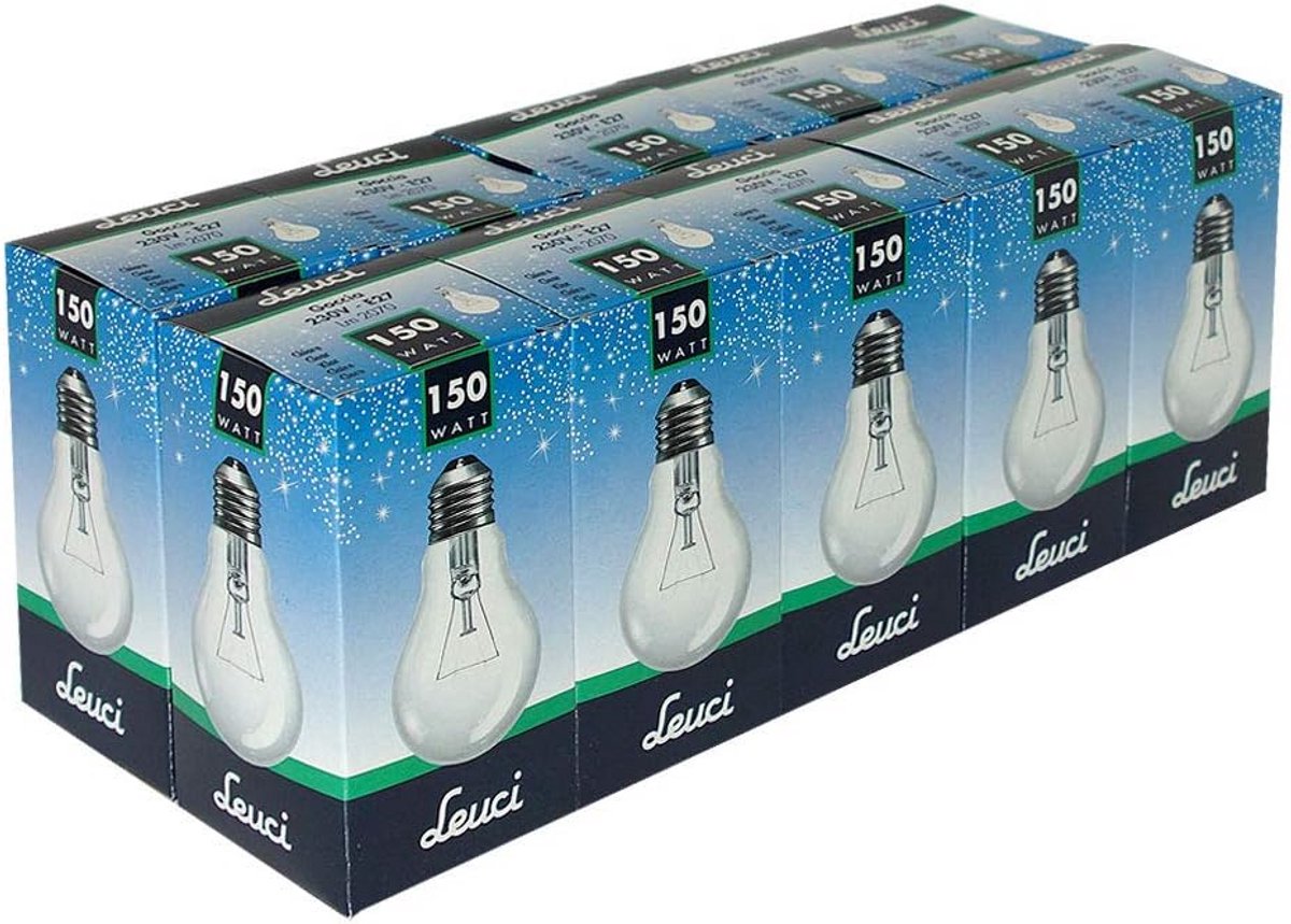 Helder glas gloeilamp A55 E27 150W dimbaar - 10 stuks - 2070 lumen - warm wit