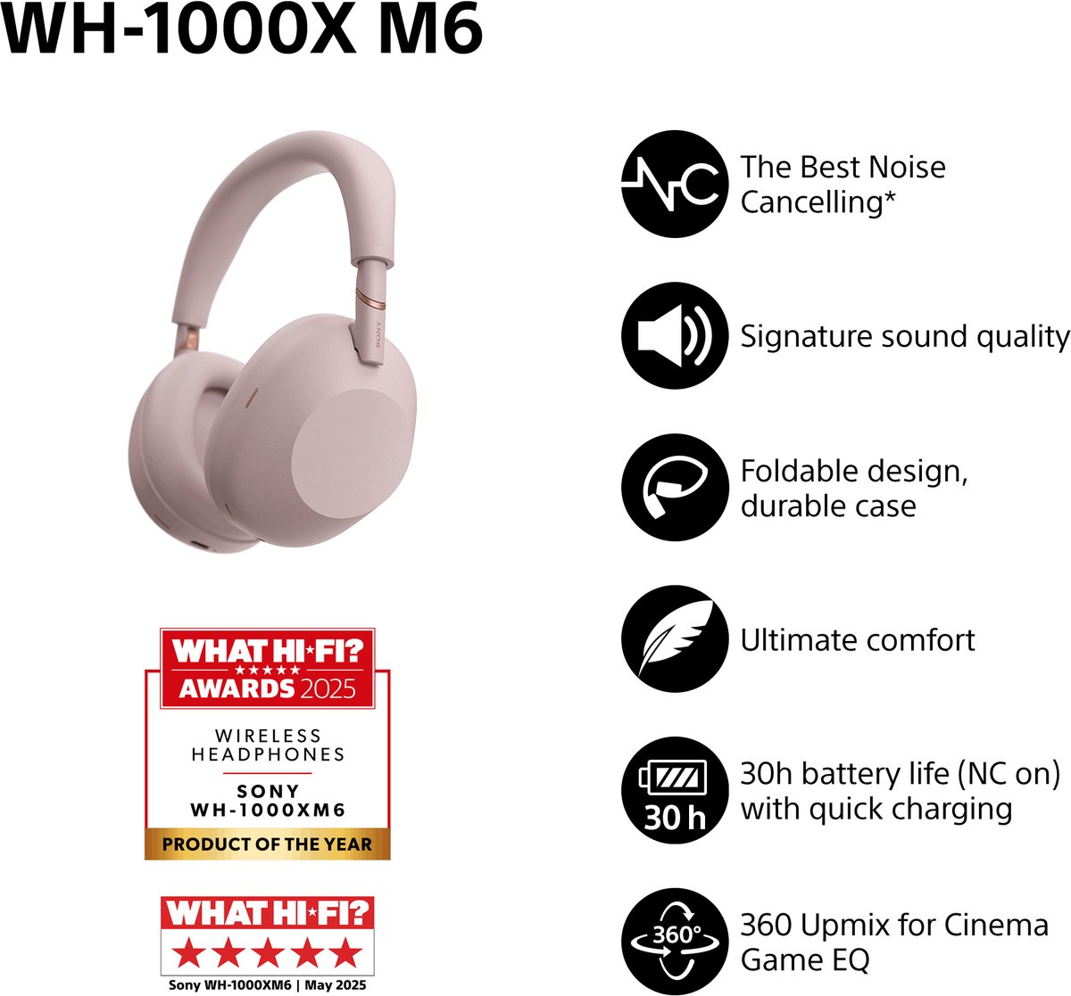 Sony WH-1000XM6 Draadloze Koptelefoon met Noise Cancelling - - afbeelding 2