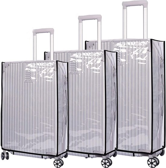 Beschermhoes voor koffer, 2 stuks transparante pvc-kofferhoes, 28 inch, wasbare kofferhoes, compatibel met de meeste tassen, transparant, 67-71 cm x 45-49 cm x 30-34 cm, modern