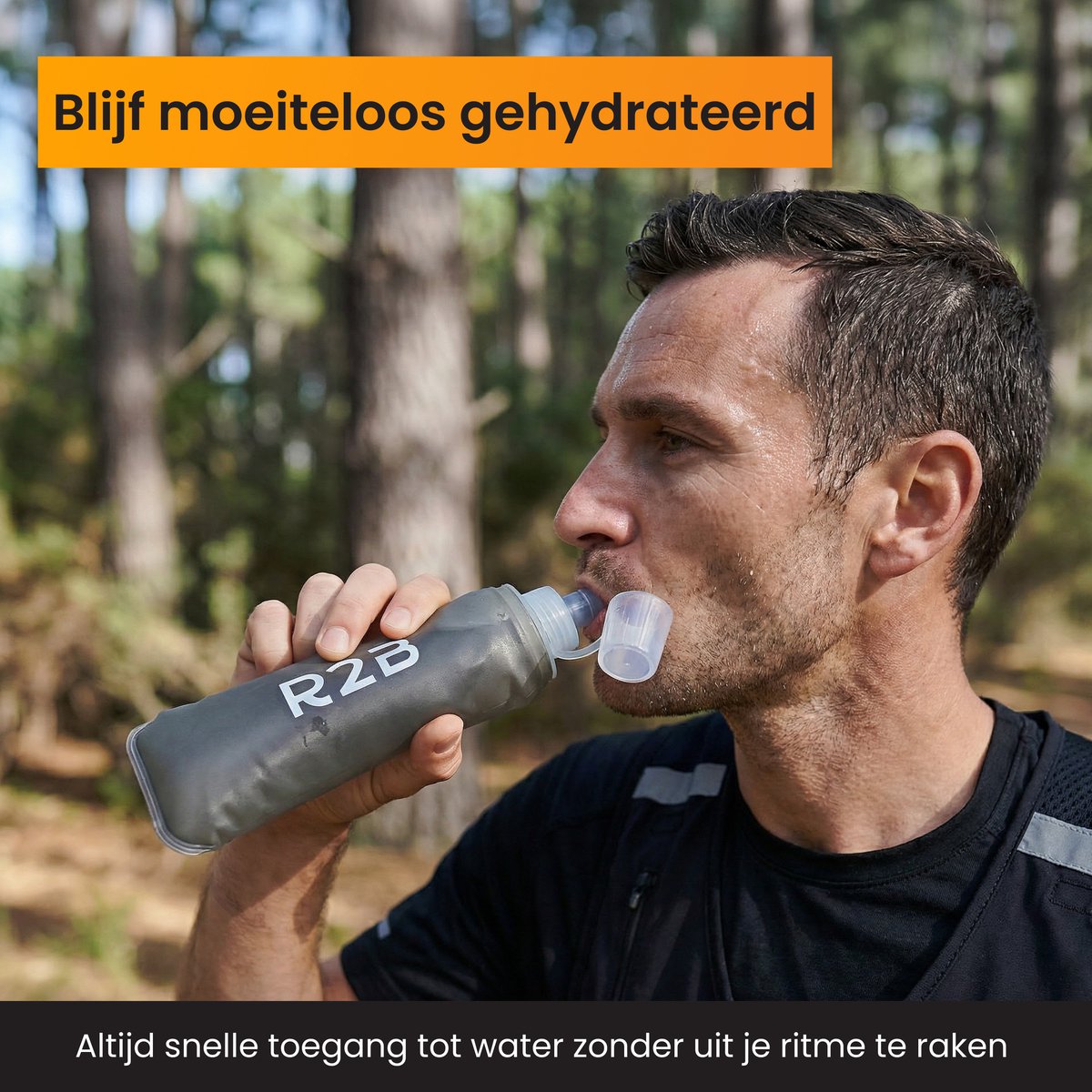 R2B Soft Flask 250 ML - Drinkfles Hardlopen - Opvouwbare Waterfles - Flexibele Drinkfles - Bidon/Drinkzak - Antraciet — cadeau in Sport & Outdoor - foto 2