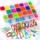 CRAZE loops Rainbow Studio - Loom bandjes XXL set met 1300 elastieken en veel accessoires - knutselset voor kinderen - halskettingen, ringen en armbanden zelf maken, regenboog