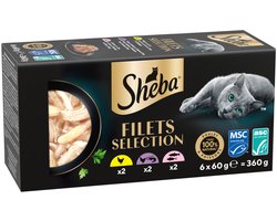 Sheba Kattenvoer Nat Filets Kip & Zalm in Saus Multipack - 6x60 gr