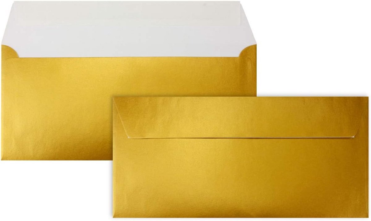 250 Goud Metallic Enveloppen DIN Lang (11x22 cm) voor Uitnodigingen en Kaarten