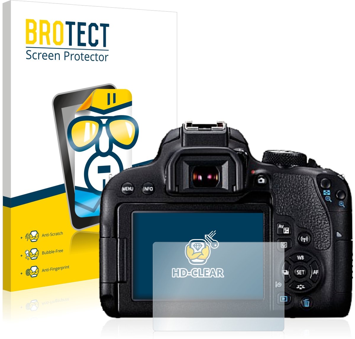 BROTECT - Screenprotector voor Canon EOS 800D - Folie Beschermfolie transparant 2 Stuks
