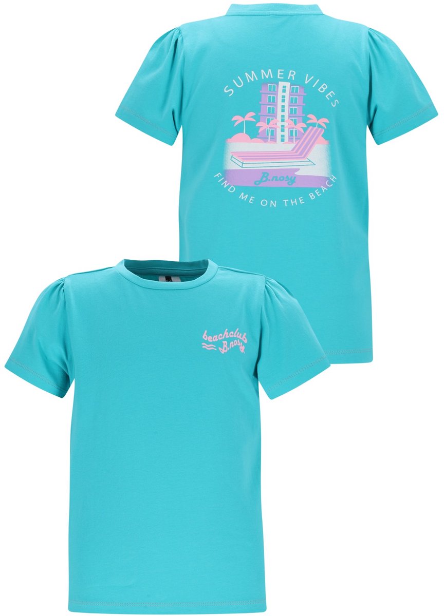 B.Nosy - Tammy Meisjes Shirt - Aqua - Maat 146/152
