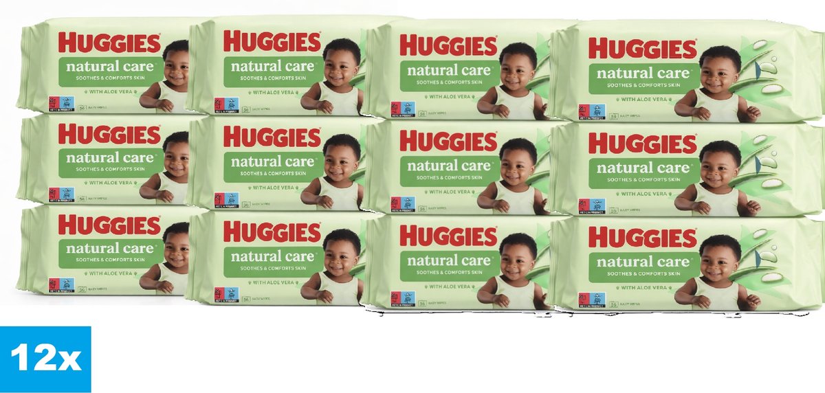 Huggies Natural Care Babydoekjes – 12 Verpakkingen – Met Aloë Vera –