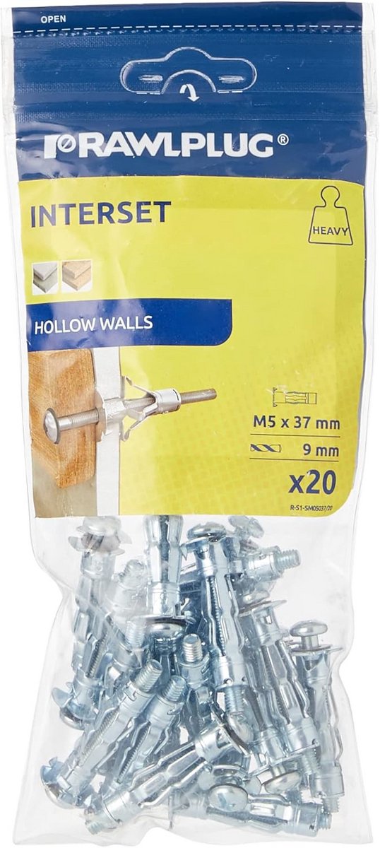 Hollewandpluggen M5x37 (20 stuks) - Verstelbare Bevestiging voor Zware Lasten