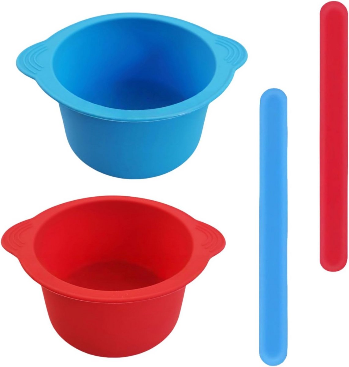 Set van 2 Siliconen Wax Verwarmingskommen met Spatels voor Thuis en Salon