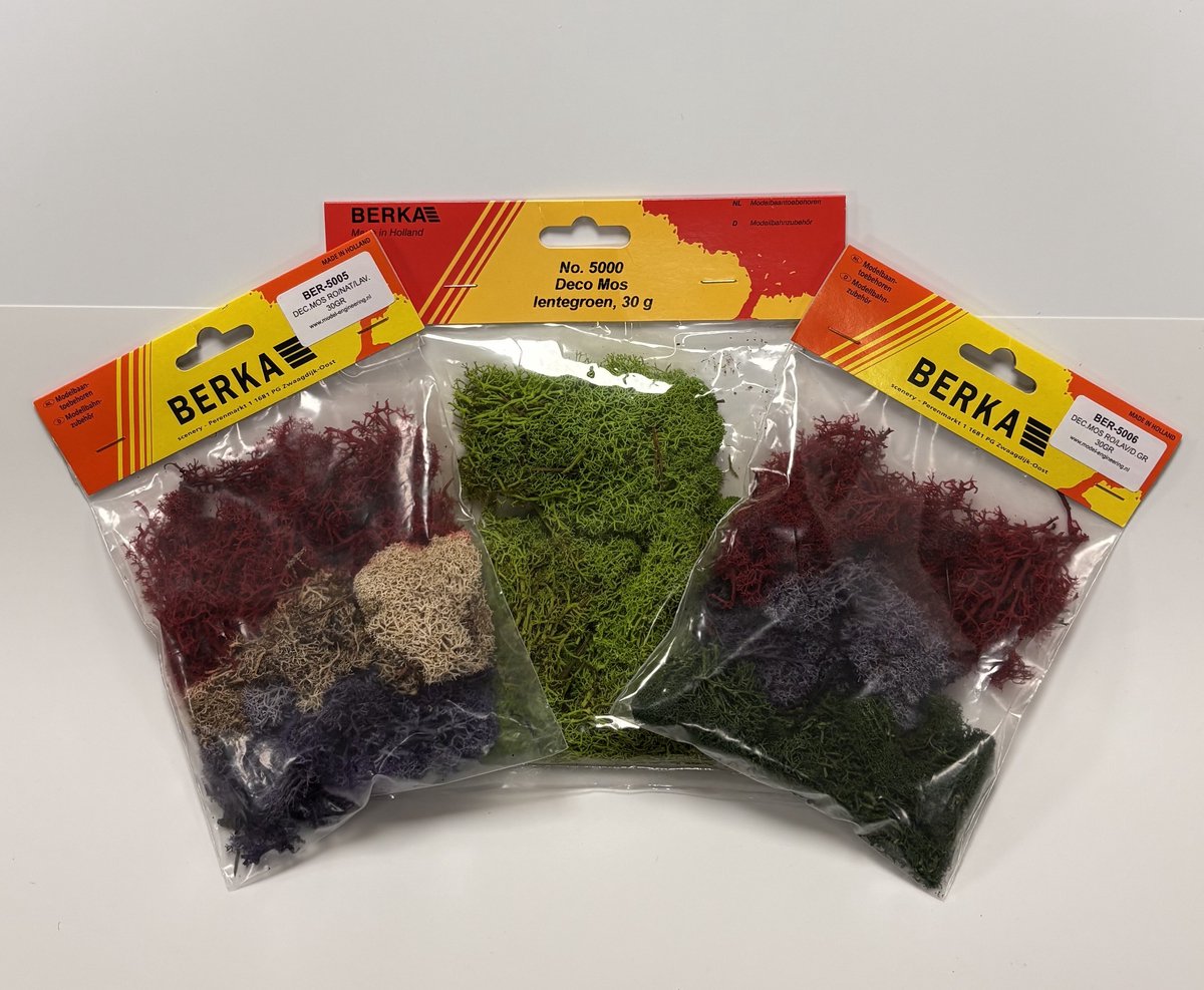 Berka Scenery Mos Set (5000/5005/5006) – 3 Kleuren voor Modelbouw, Diorama & Miniatuur Landschap
