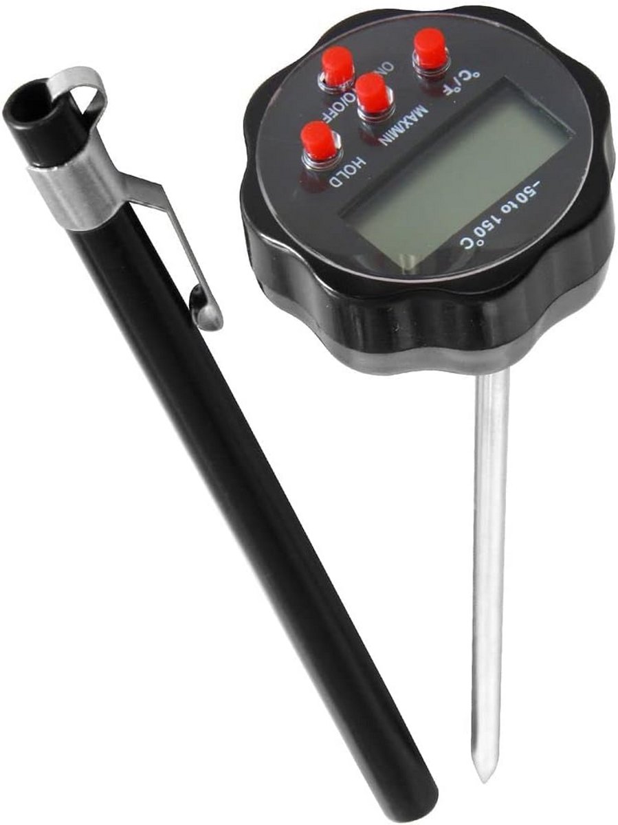Digitale Kookthermometer met RVS Punt voor Vlees en Dranken - Zwart
