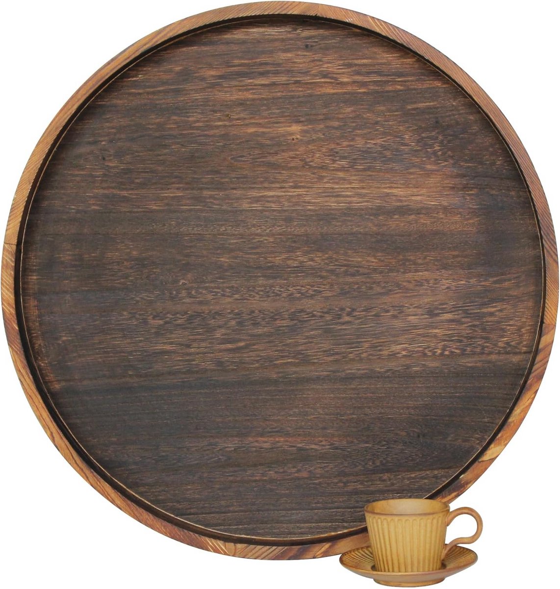 Ronde Houten Serveerblad XXL 60 cm - Drankjes & Hapjes Presenteren
