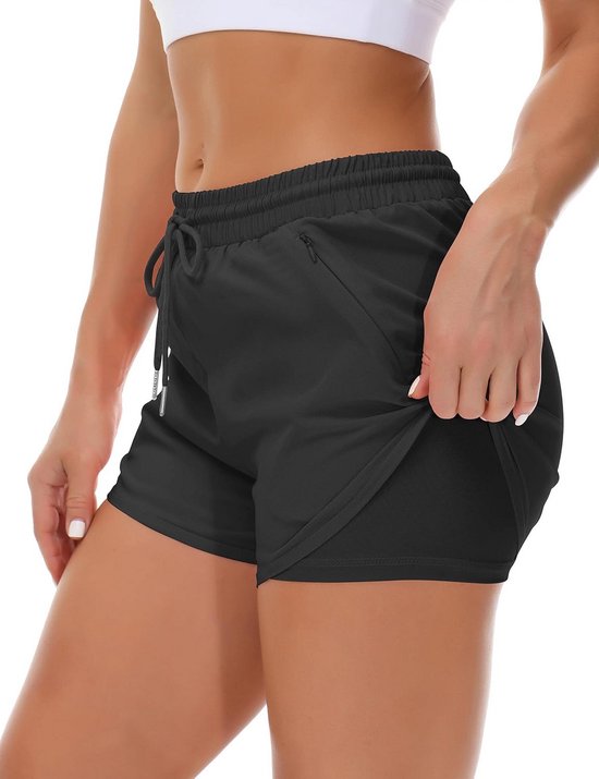 Dames Hardloopshort met Voering en 3 Zakken - Elastische Sport- en Yogashort — afbeelding 2