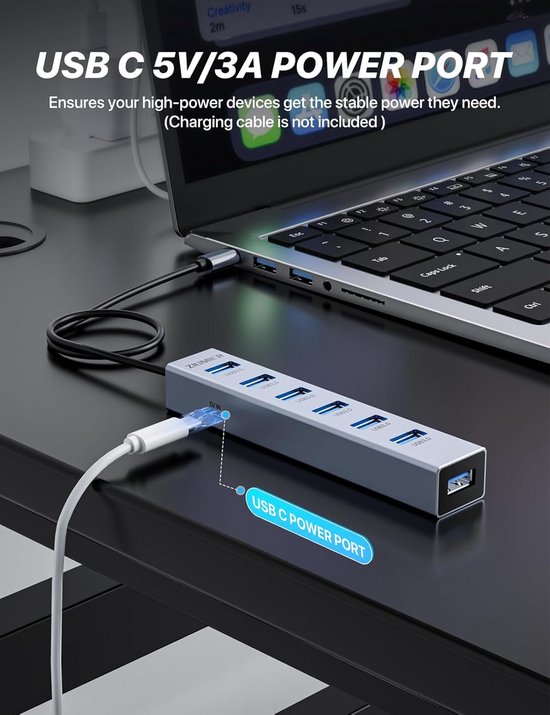USB Hub met 7 Poorten voor Snelle Dataoverdracht — afbeelding 4