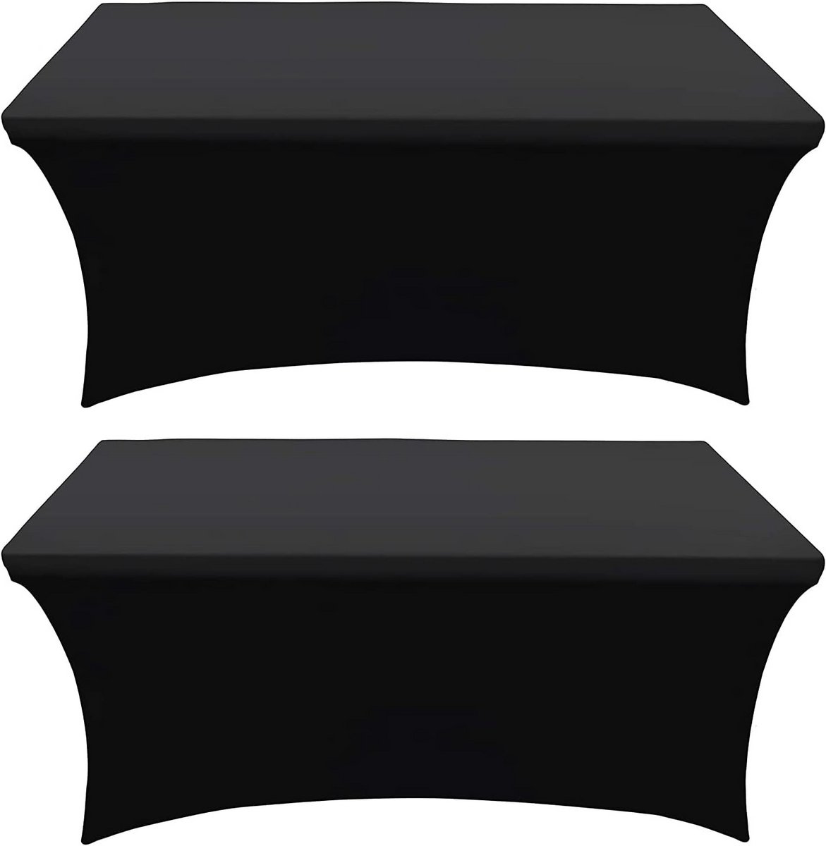 2x Set Universele Stevige Tafelhoezen voor Klaptafels 180x75x75 cm Zwart Elastisch