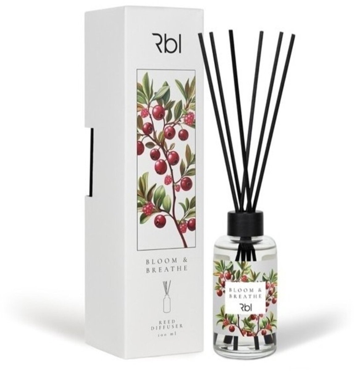 Rebul Bloom & Breathe Geurstokjes - 100 ml - Reed Diffuser - Botanische Huisparfum - Frisse Natuurlijke Geur