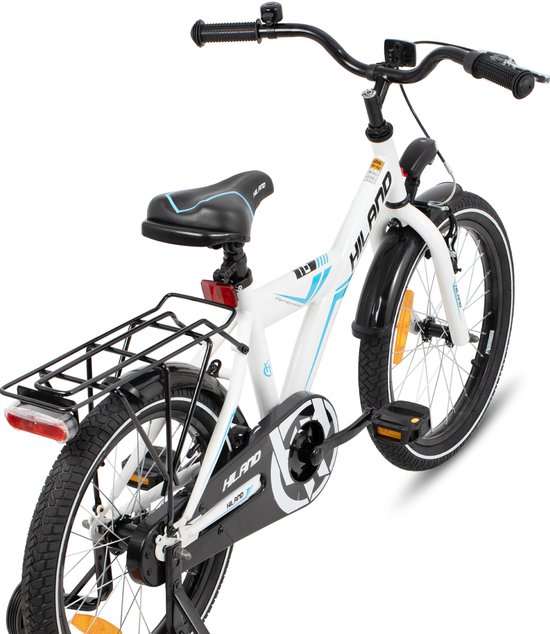 Hiland Kinderfiets voor Jongens - 16 / 18 Inch - Met Bagagedrager & Zijwieltjes - Handrem & Terugtraprem - Vanaf 5-8 Jaar van Hiland — afbeelding 2