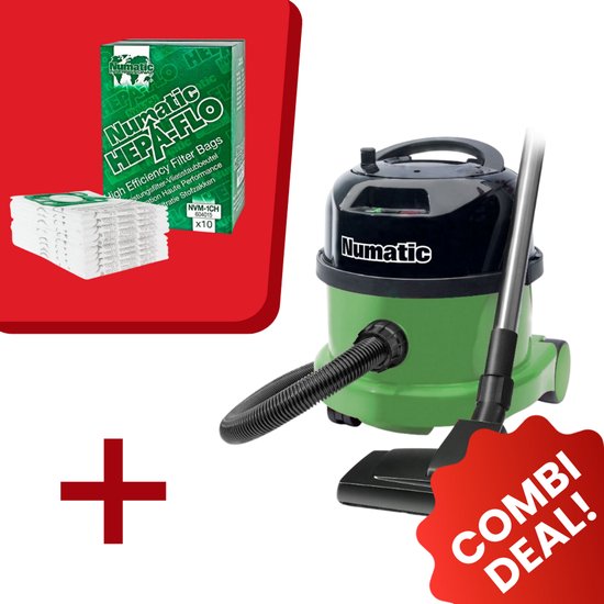 Numatic - Stofzuiger PPR240-11 - Groen - Inclusief 10x Stofzuigerzak NVM-1CH Hepa