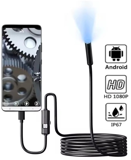 HD endoscoopcamera met 6 verstelbare leds, 1080p industriële endoscoop