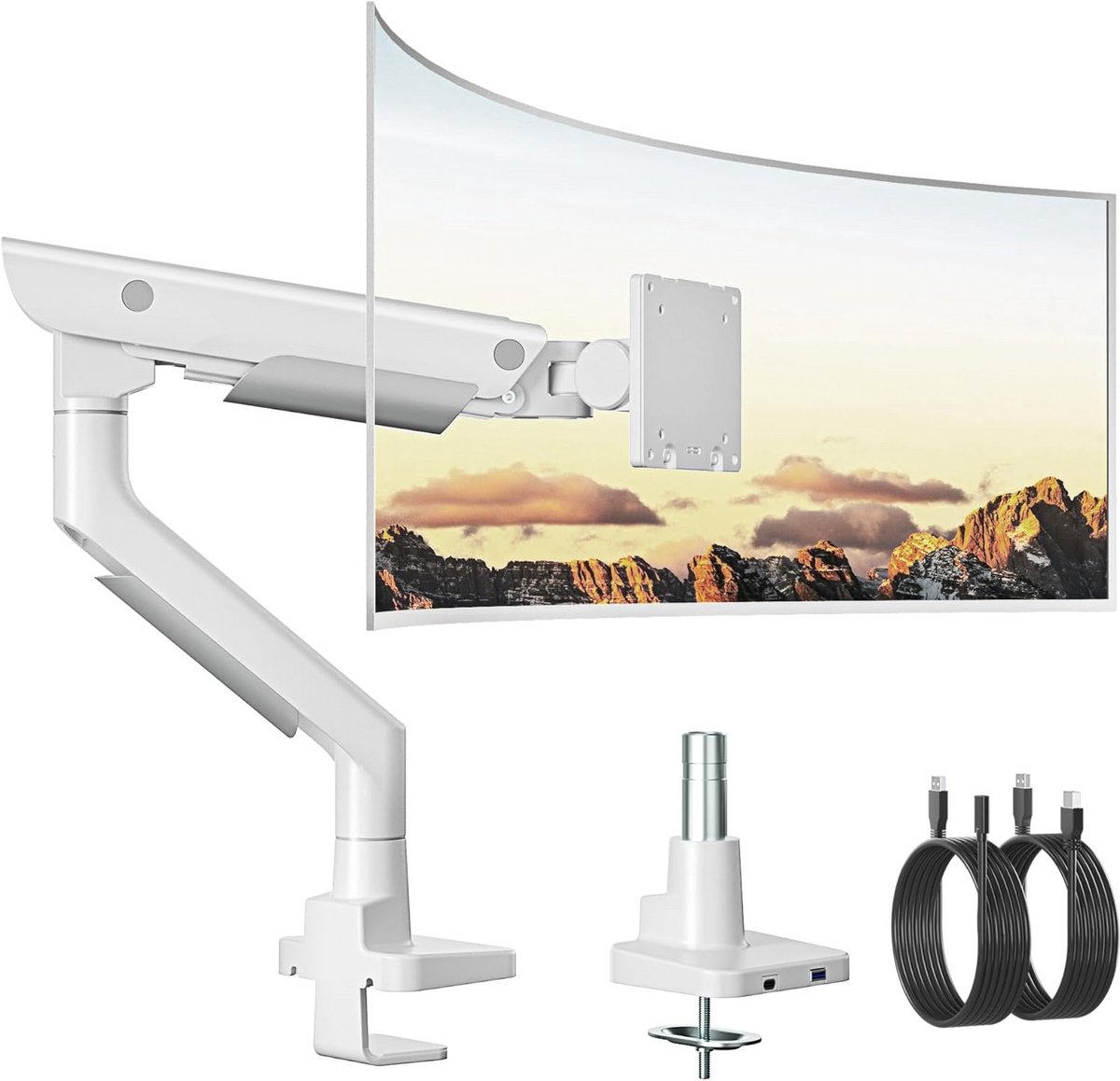Monitorarm voor 17-57 inch schermen met USB-poort, Wit