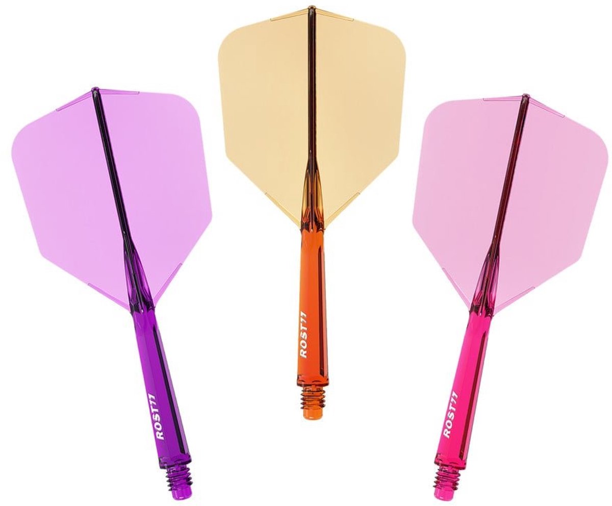 Cuesoul ROST 77 Transparent With Orange Purple Pink Logo Big Wing - Dart Flights