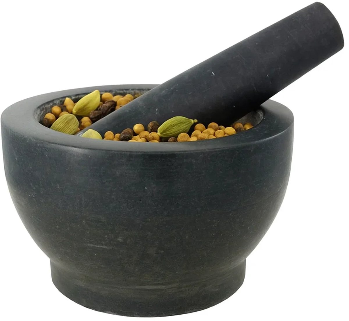Cookinglife Vijzel Zwart ø 18 cm - Massief Graniet - Ideaal Voor Kruiden en Specerijen