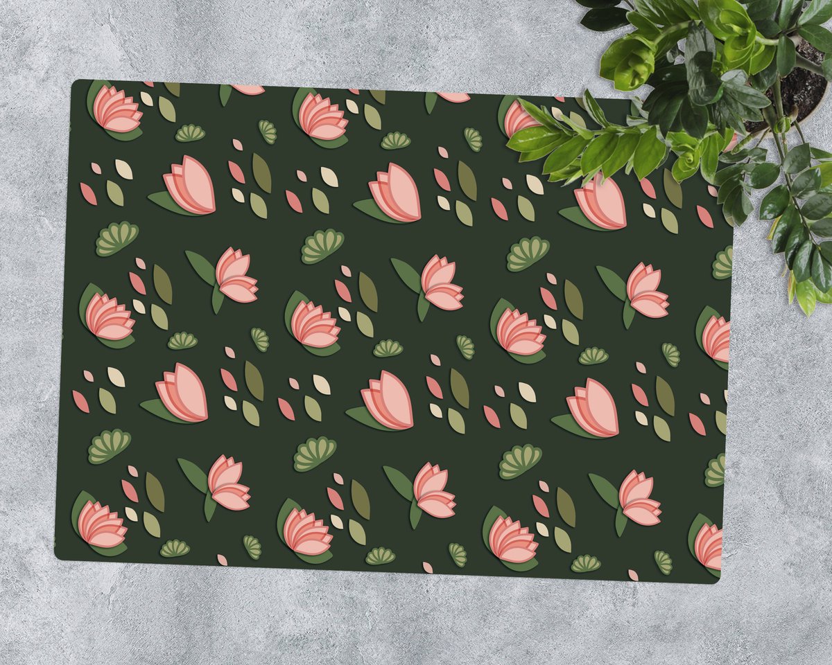 Coloray Vloerbeschermer - Roze waterlelies Vloerbeschermer Bureaustoel - 100x70 cm - Groente Vloerbeschermer Groot - Vloerbeschermer Bureaustoel Tapijt - PVC Vloerbeschermer - Rechthoekige Mat - Natuur Thema
