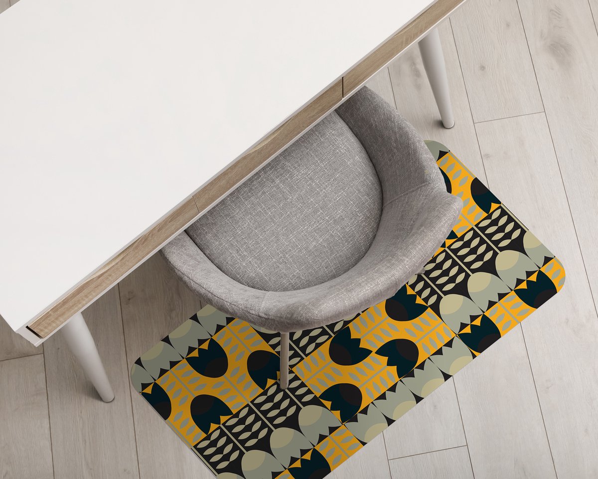 Coloray Vloerbeschermer - Borduurpatroon van tulpen Vloerbeschermer Bureaustoel - 100x70 cm - Veelkleurig Bureau Stoel Mat - Vloerbeschermer PVC - Mótif Bureaustoelmat - Rechthoekige Mat - Natuur Thema