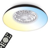 BRILONER Windora - Plafondventilator met verlichting - LED plafondlamp met ventilator - dimbaar - 5 snelheden - ventilator lamp zomer- en wintermodus - CCT - Ø60 cm - zwart