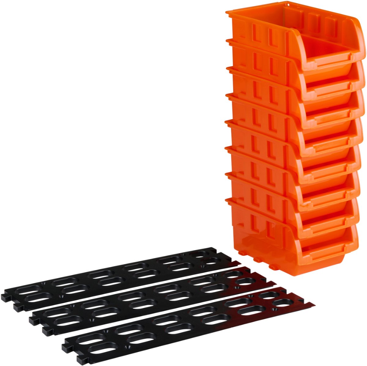 BLACK+DECEKER Opbergbakjes - 8 Stuks - 16 x 10 CM - Opstapelbaar - Oranje