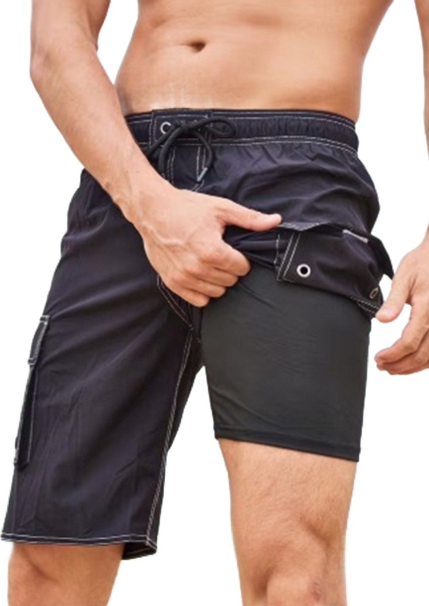 BamBella ® - Zwembroek - Maat XXL / XXXL - zwart zwemshorts - short man mannen korte broek heren
