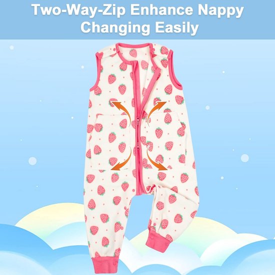 Fleece Slaapzak met Benen en Voeten voor Peuters en Baby's (1.0 TOG) — afbeelding 2
