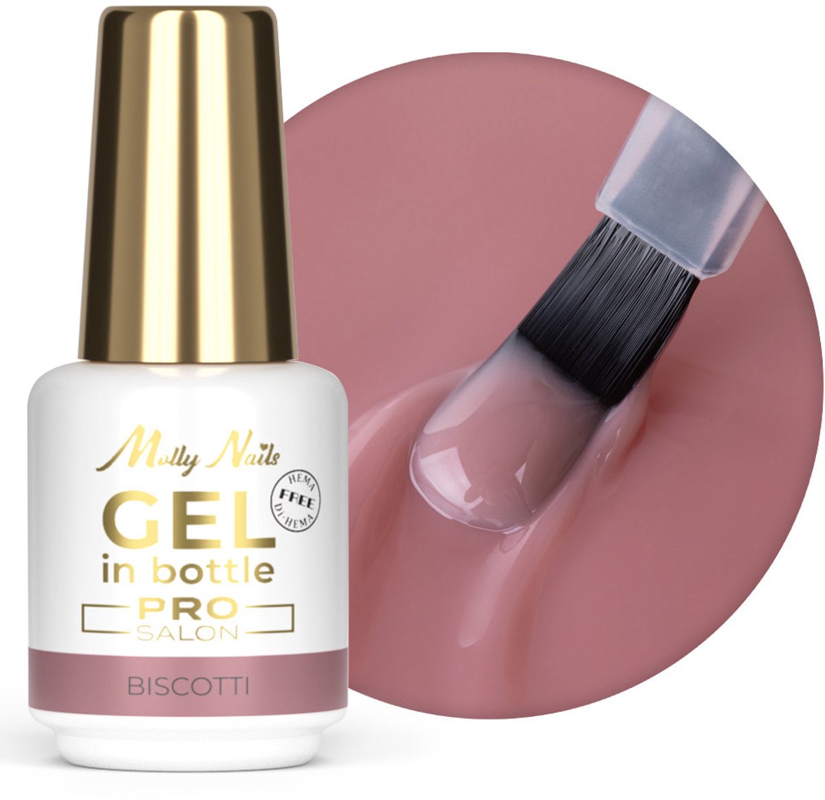 Molly Nails Gel in Bottle - Pro Salon - Biscotti - 15g - Hema/dihema free - Biab - Gel - Hoogglans - Nagels - Nails - Manicure - Caramdia